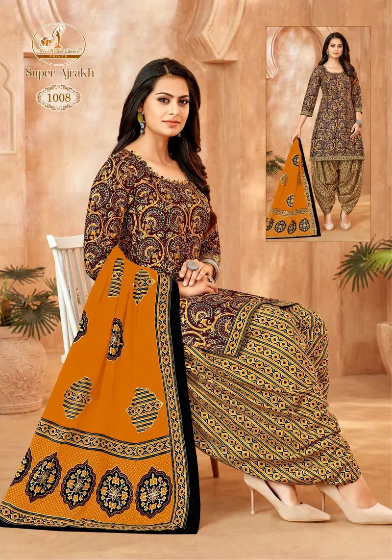 Super Ajrakh Vol 1 By Miss World Printed Cotton Dress Material Wholesale Shop In Surat